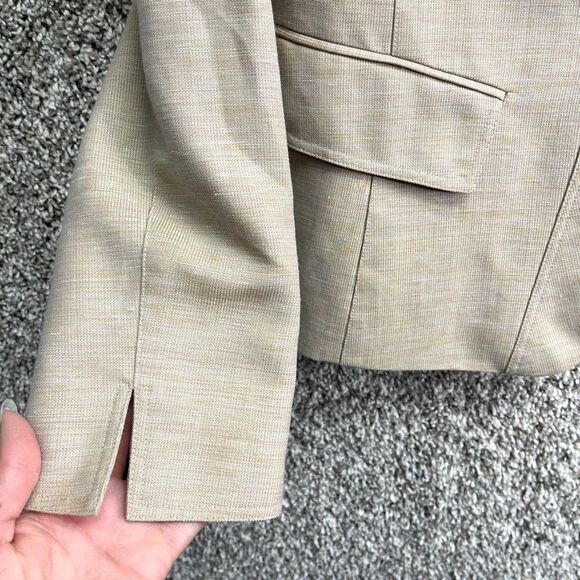 Lafayette 148 Blazer Women’s 4 Tan Wool & Linen Single Button Long Sleeve Jacket - Picture 3 of 7